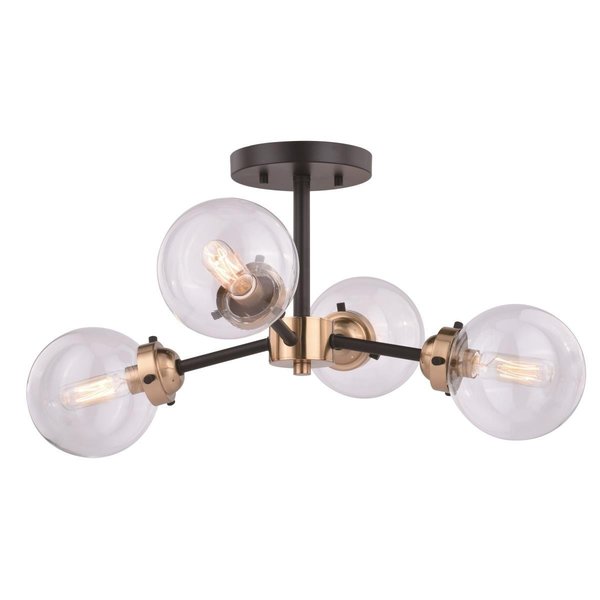 Perfecttwinkle 20 in. Orbit Semi-Flush Mount in Muted Brass & Oil Rubbed Bronze PE2505345